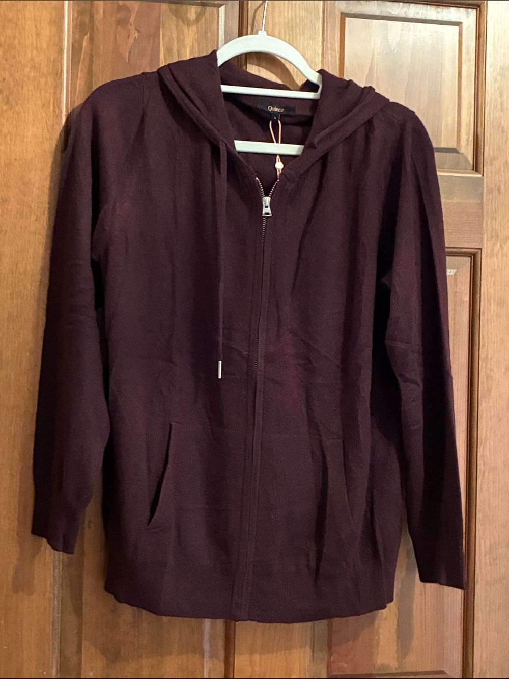 Quince Women’s Mongolian Cashmere Zip-up Hoodie Sweater - Dark Burgundy NWT